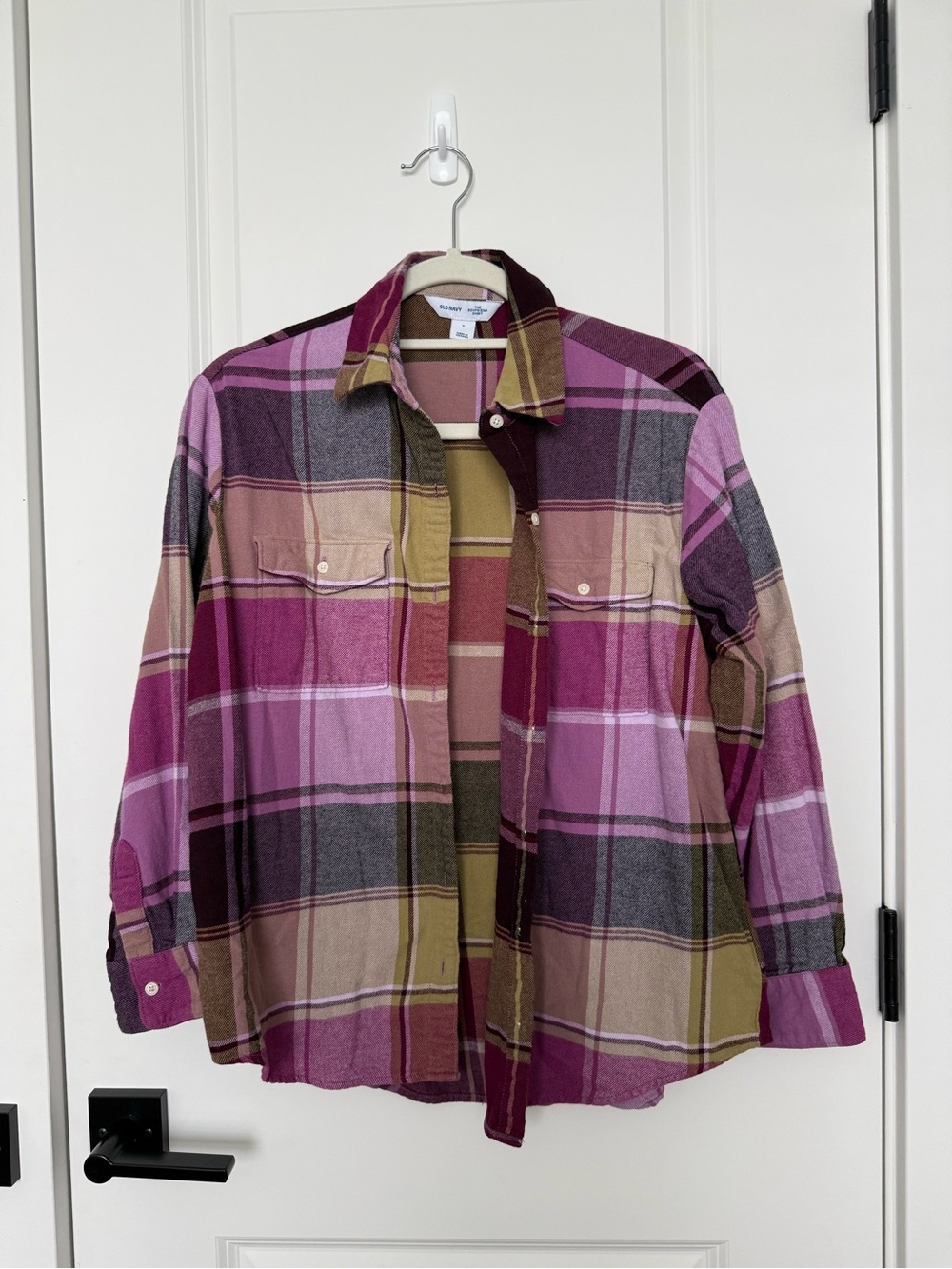 Old Navy “Red Raisin" Loose Flannel Boyfriend Shirt for Women